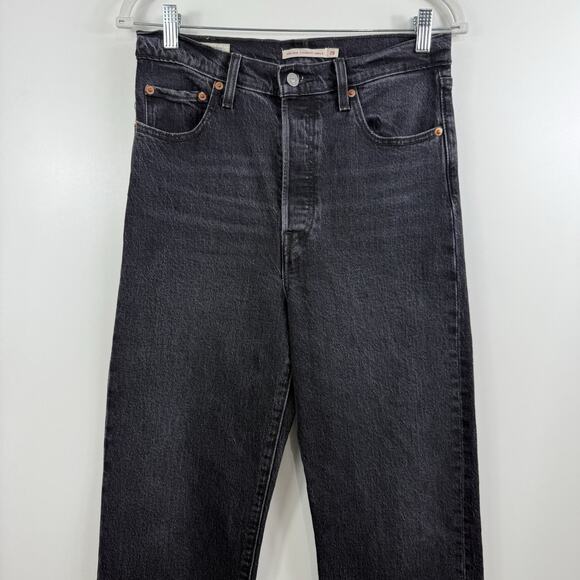 Levi’s Premium Ribcage Straight Ankle Charcoal Jeans Size 28 Buttonfly High Rise - Picture 2 of 12